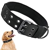Taktisches Hundehalsband, 5cm Breites Hundehalsband, Halsband Hund Breit, Hunde Halsband mit Patch und Metallschnallenverschluss, Verstellbare 45cm-55cm, für Mittlere und Große Hunde (Schwarz L)