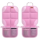 SMART ELF Autositzschoner – 600D Oxford-Gewebe, wasserdichter Sitzbezug für Kindersitze und Haustiere, Universalgröße, 47,7 x 58,9 cm, mit Netztasche, rutschfeste Unterseite, 2 Stück, Rosa