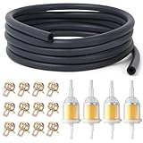 17 Stücke Benzinschlauch Set 2 Meter Ø 4,5mm Kraftstoffschlauch mit 4 Kraftstofffilter und 12 Schlauchschellen Kraftstoffleitung Kit für Motorräder Rasenmäher Roller Autos LKWs