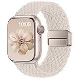 Higgs Geflochtenes Armband Kompatibel mit Apple Watch Armband 40mm 41mm 42mm 38mm Damen Herren, Magnetisch Verschluss Elastisch Stoff Sport Nylon Armbänder für iWatch SE Series 10 9 8 7 6 5 4 3 2 1