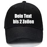 MIGIAN Personalisierte Baseball Cap Basecap mit Wunschtext Individueller Text Verstellbare Reine Farbe Baseballmütze Sport Visier Hut für Herren Damen (Black)