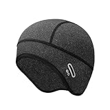Winter-Fahrradmütze, winddicht, warm, Fleece, Thermohelm, Innenmütze, Wandern, Skifahren, Ohrenschutzkappe mit Brillenloch (grau)