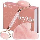 BAIMEI Gua Sha Stein und Gesichtsroller Rosenquarz，Guasha Set Beauty Massager, Jade Roller, Verbesserung Von Feinen Linien，Geschenk für Frauen