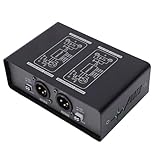 Tosuny Audio Erdungsisolator, 2 Kanal Brummgeräuschunterdrückung mit 3 stufiger Verstärkung, XLR 1/4 Zoll Eingang für Mikrofon Gitarrenmixer Zum Entfernen von Brummschleifen