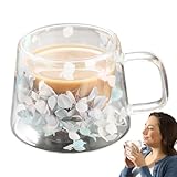 Doppelwandiger isolierter Becher – 250 ml, vielseitiger Kaffeebecher mit modernem Blumendesign, doppelwandiger isolierter Glasbecher mit Blumen, getrocknete Blumen-Isolierbecher mit Blumen-Design
