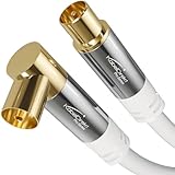KabelDirekt – 4K Antennenkabel weiß, TV Kabel 90° gewinkelt/gerade – 2m – Fernsehkabel mit Metallstecker für digitales & analoges Fernsehen (Winkel-Buchse auf geraden Stecker für DVB-C/DVB-T/DVB-S)