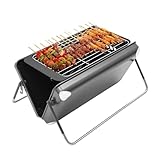 Tragbarer Campingkocher 2-in-1 Grill für Holzkohle und Gas, ideal für Familien und Freunde - Campinggrill - Campingkocher, Holzkohlebehälter, Kochtopf - Mit englischem Handbuch