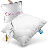 Schlafmond Medicus Clean Allergiker Kopfkissen 80x80 cm - Allergiker Kissen mit Hohlfaserkugel Kissenfüllung - Baumwoll Kissen 80x80 - Waschbar bis 95 Grad - Made in Germany