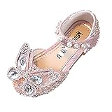 Generisch Damenschuhe Größe 35 Tanzschuhe Strass Schmetterling Form Pailletten Perle Hakenschlaufe Lauflernschuhe Baby (Pink, 24 Toddler)