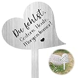 Herz Grabstecker Edelstahl Grabschmuck mit Spruch Du Fehlst. Gestern. Heute. Morgen. Immer! Grabschmuck, Grabdekoration Wetterfest Frostbeständig Grabschmuck zum Erinnerung Andenken Dekoherz Trauer