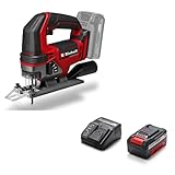 Einhell Akku-Stichsäge TE-JS 18/100 Li Power X-Change (18 V, 100 mm Schnitttiefe in Holz, 26 mm Hubhöhe, max. 45° Schrägschnitte, inkl. 4,0 Ah Akku und Sägeblatt)