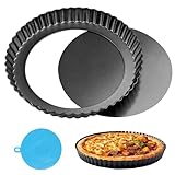 ztowoto Quicheform 20cm,Tarteform Mit Hebeboden,FöRmchen Abnehmbare Tartelette Basis,Sicherheit Tortenboden Backform,Obstkuchenform,Quiche Form,Tortenbodenform(20cm*1,Schwarz)