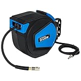 Güde Automatikschlauchtrommel 15 m (12 bar, 180° schwenkbar, Druckluftschlauch Ø 16/9 mm hochflexibel, abriebfest, überfahrbar, chemikalien- und temperaturbeständig, Automatikeinzug, Wandhalterung)