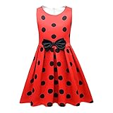 Lito Angels Ladybug Marienkäfer Kostüm Kleid für Kinder Mädchen, Rot Schwarz Polka Dot Verkleidung, Größe 6-7 Jahre 122, 289