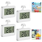 VFANDV Kühlschrankthermometer 4 Stück, Thermometer Kühlschrank Digital mit LCD-Anzeige Wasserdichte Kühlschrank Thermometer Innen Gefrierfach Thermometer Perfekt für Lnnen Außen Home Cafés Bars