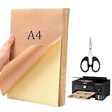 A4 Aufkleber Papier, A4 Kraftpapier Aufkleber, A4 Kraftpapier Selbstklebendes, 25PCS Sticker Papier zum Bedrucken A4 Etiketten Selbstklebend Bedruckbar Kopierpapier Selbstklebendes