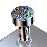 Fast Car Charger – Multiports Car Charger | Aluminum Alloy 1,49 x 2,44 Zoll | Typ C Pd Super Fast Car Charging | Mobile Phone Socket Adapter in Car | 100 W USB Car Charger | USB-C Lighter A