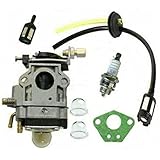 JINFOLI Vergaser-Kit, for Fuxtec, for Timbertech, Rotfusch 49cc 52cc Freischneider-Vergaser mit Dichtung, Kraftstoffschlauch-Set, Zündkerze Zündkerzen