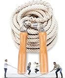 LeapBeast Lange Springseil, Mehrspieler-Seil, Springseil mit Holzgriff für Schule, Sport, Outdoor-Aktivitäten, Fitness&Training 5M/7M/10M