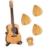 Plektrum Akustikgitarre mit 3 Plektren und Ständer Plektrum Box Holz Akustikgitarren Plektrumbox für Akustik E Bass Gitarren Ukulelen Liebhaber Zum Jahrestag und Geburtstag.