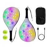 Beginner Tennis Racket, 2 Player Paddle, Glowing Design, Sports Accessories, Easy to Handle, Everyday Training Set, for Adult Junior Outdoor Sports Travel,10.24x18.31x1.54 Inches