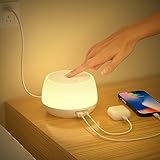 Nachttischlampe mit Ladefunktion USB C 20W Fast Charger, LED Nachttischlampe Touch Dimmbar mit RGB Farbwechsel Mode & Timing, Tischlampe mit Ladefunktion für Kinderzimmer Schlafzimmer Wohnzimmer