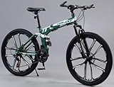 Kcolic Faltbares Mountainbike für Erwachsene, 26 Zoll, 21 Gang MTB mit Doppelfederung und Doppelscheibenbremsen, höhenverstellbar für Radsportbegeisterte Männer und Frauen B,26in21Speed