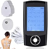 TENS Gerät 16 modi, Wiederaufladbare Reizstromgerät Gegen Schmerzen 16 Trainigsprogramme 20 Intensitätsstufen 2 Kanäle Premium Elektroden Pads EMS Gerät Schmerzlinderung Muskelentspannung (16Schwarz)