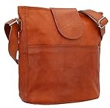 Gusti Leder Umhängetasche - Jaqueline S Vintage Shopper Leder, Crossbody Bag Damen aus echtem Ziegenleder, verstellbarer Riemen, 4 Fächer, 7L
