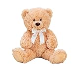 Lifestyle & More Teddybär Kuschelbär Braun mit Schleife 56 cm groß Plüschbär Kuscheltier samtig weich