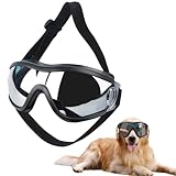 Hund Sonnenbrille Medium bis Large Hund | UV transparente Hundebrille mit verstellbarem Riemen | Winddichte Anti-Staub Schneefeste Haustier Gläser | Augenbekleidung Schutz für Reisen Skifahren