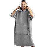 HOMELEVEL Badeponcho Damen und Herren - Surf Poncho aus 100% Baumwolle - Tuch für Erwachsene - Unisex Bademantel - Badetuch mit Kapuze