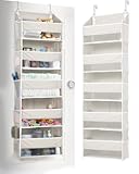 ULG Tür-Organizer, 5 große Taschen, 10 Mesh-Taschen, 20 kg Tragkraft, Hängender Organizer für Schlafzimmer, Bad, Küche, Beige