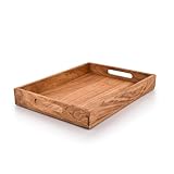 Kaizen Casa Rechteckiges Serviertablett aus Holz, Holzteller, Tee-/Getränketablett, Abendessen-Serviertablett, Snacktablett | Größe 40,64 cm x 30,48 cm x 5,08 cm