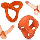 BDSMJOY Dreieckiger Penisringe und Cock Ring Set, Hodenring Pennisring dehnbar Silikon, Cockrings für den Mann,Penis Ring Hodenstrecker Sex Spielzeug für die Männer (Orange Farbe)