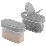 SIGNORA WARE Gewürzgläser mit Deckel, nachfüllbar, leer, luftdicht, Gewürzbehälter-Set, 2-in-1, Ausgießer/Schalter-Deckel, transparenter Kunststoff, Gewürz-/Gewürz-Organizer, Küche/Reisen, 2 Stück