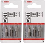Bosch Accessories Professional 3tlg. Schrauberbit-Set Extra Hart für Längsschlitz-Schrauben (Packung mit 2)