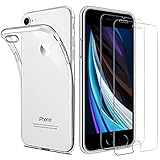 iPhone SE 2020 iPhone 8 iPhone 7 Hülle mit Schutzfolie,[1 Hülle + 2 Schutzfolie] Schutzhülle Folie Glas TPU Silikon Case Cover Tasche Schale Weiche Transparent für iPhone SE 2020/8/7