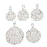 Handgewebte hängende Aufbewahrungskörbe, wandmontierter Organizer im böhmischen Stil, 5 Stück Baumwollseil-Tropfen-Hängekörbe mit verschiedenen Größen für Küche, Garten,