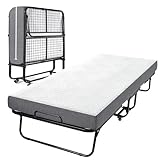 Gunuss Klappbett (inkl. 13 cm Dicker Memoryschaum-Matratze), Klappbares Gästebett, Erwachsene 90 x 200 cm, Metallklapprahmen, Verstärktes Metallgitter, Belastbarkeit 250 kg