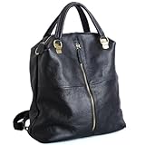 Alice Fan Rindsleder Echtes Leder Rucksack für Damen Umhängetasche Schwarz Leder Reisetasche Variable Umhängetaschen