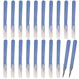 20 Stück Skalpellklingen, Skalpellmesser mit Skalpell-Griff, Kunststoff Chirurgische Skalpellmesser, Skalpellklingen Aus Karbonstahl, Ersatzklingen mit Schutzkappe, Einzeln Steril Verpackt (Blau)