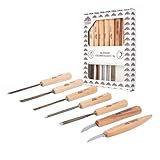 STUBAI Schnitzersatz | 7-tlg. | Balleisen 5 mm & 10 mm + Hohleisen 4 mm, 6 mm & 10 mm + 2 Kerbschnitzmesser | Schnitzwerkzeug für Schnitzarbeiten zur Holzbearbeitung | professionelles Schnitz-Set