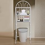 Ficwzw Toilettenregal mit 3 Etagen, Regal für Badezimmer, über der Toilette, platzsparend, robustes Metall, 3-stöckig, Badezimmer-Organizer, Regal, Weiß