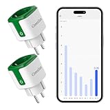 GreenSun WLAN Steckdose - 2PCS Smart Home WiFi Steckdose mit Strommessung, Smart Life APP Fernzugriff, Zeitplan funktioniert mit Alexa, Google Home 16A 2,4 GHz
