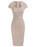 GRACE KARIN Damen 50er Jahre Vintage Bleistiftkleid Flügelärmel Wackelkleid CL7597, Tweed-pink, XX-Large