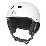 Triple Eight Halo Snow Standard Snowboard- und Skihelm, Sicherheitszertifiziert, mit Zifferblatt-Passform, Weiß, Größe L/XL