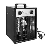 Aufun Heizlüfter Elektroheizung 3KW 220V-Profi-Industrie Heizgerät Elektroheizer Heizstrahler Heizgebläse mit 4 Heizstufen, Überlastschutz, ideal für Innen- und Außeneinsatz(3000W,Schwarz)