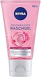 NIVEA Rosenwasser Waschgel (150 ml), Gesichtsreinigung mit MicellAIR Technologie und natürlichem Rosenwasser, Reinigungsgel für alle Hauttypen