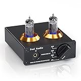 Fosi Audio BOX X2 Phono Röhrenvorverstärker, HiFi Vorverstärker für MM Plattenspieler mit Gain-Regelung, Austauschbare Vakuumröhre, MM/3,5mm AUX Eingang, Mini Phono Preamp mit DC 12V Netzteil